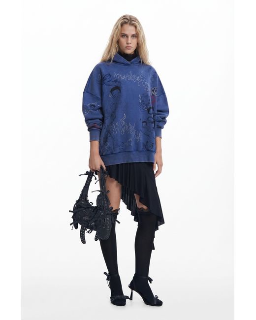 Desigual Blue María Escoté Sweatshirt, Cotton