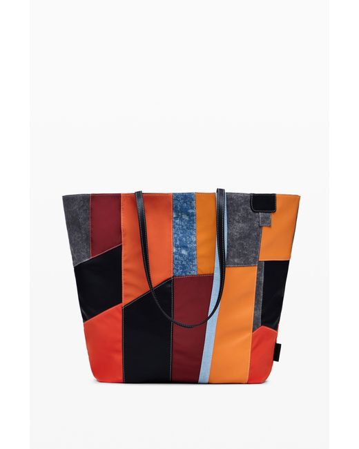 Desigual Red Arty Patch Bag With Large Handles