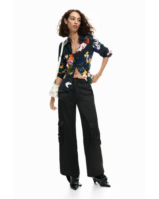 Desigual Black Shirt Collage Tie, Viscose