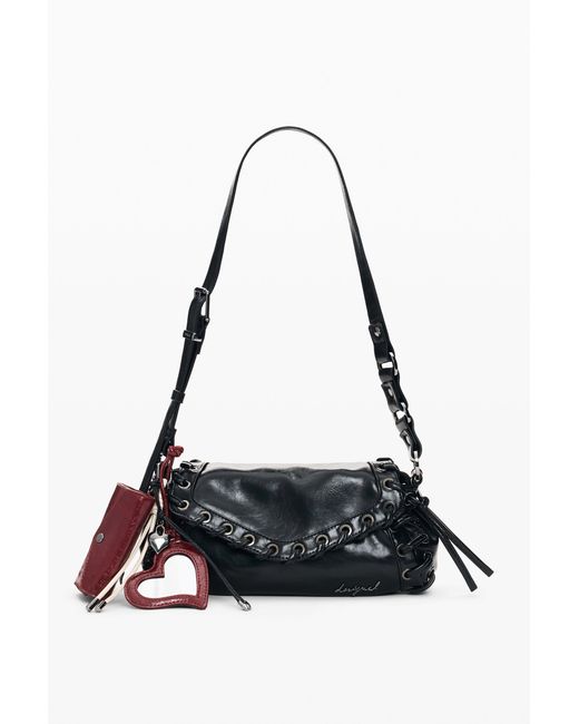 Desigual Black Small Eyelet Bag, Polyurethane