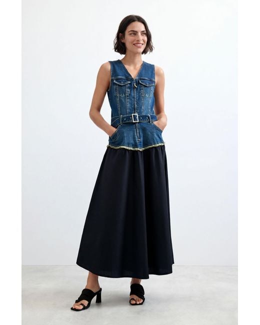 Desigual Blue Sleeveless Denim Dress, Cotton