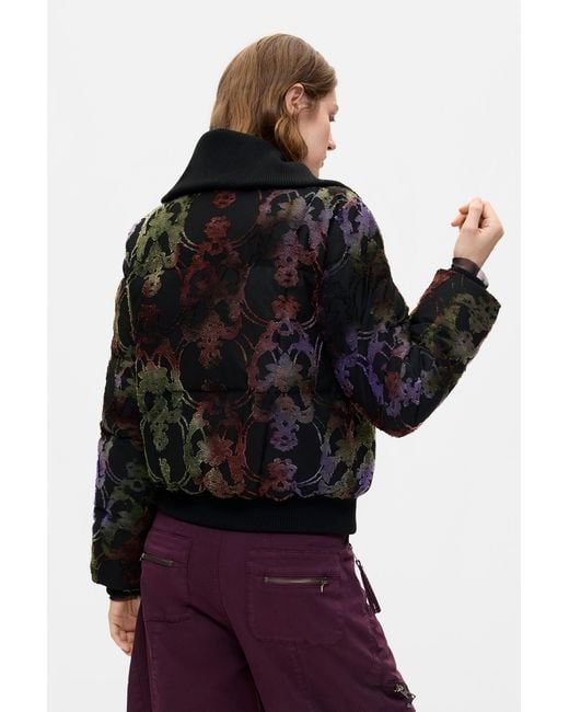 Desigual Blue Short Padded Coat, Polyester