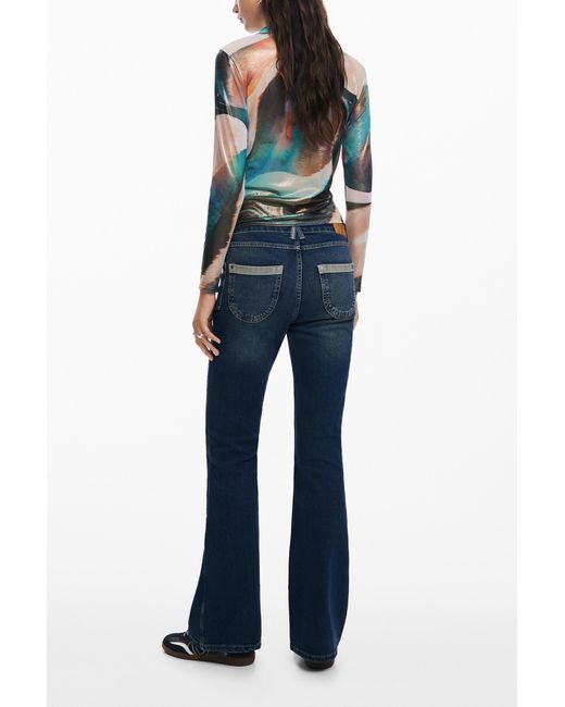 Desigual Blue Multitone Blouse, Polyester