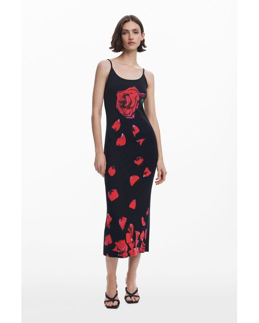 Desigual Tyler Mcgillivary Floral Midi Dress, Viscose in Red | Lyst