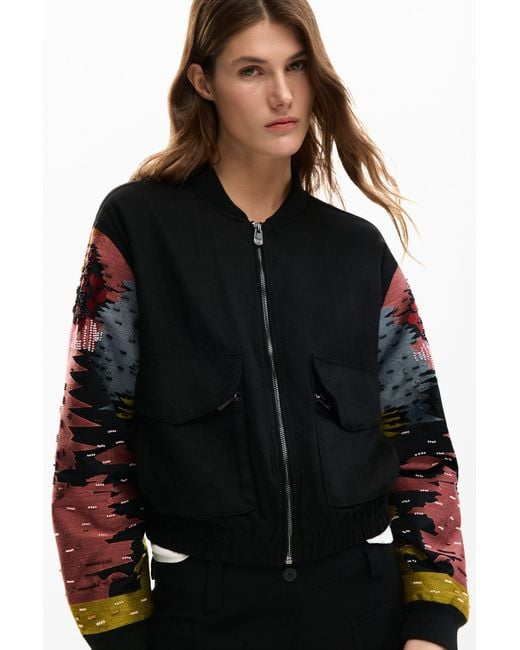 Desigual Black Jacket Sleeves Patch