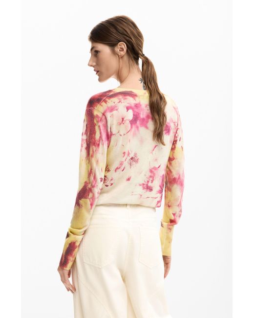 Desigual Red Fine Floral Sweater