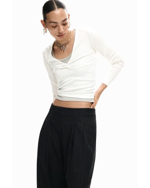 Desigual Black Long Pleated Trousers, Polyester