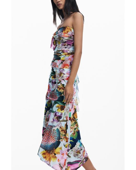 Desigual White Skirt Designed By Mr. Christian Lacroix, Polyester