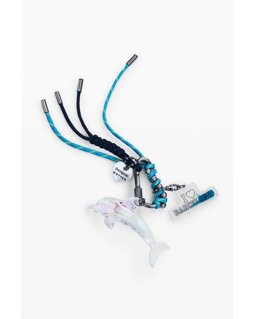 Desigual Blue Glitter Dolphin Charm Botter, Acrylic