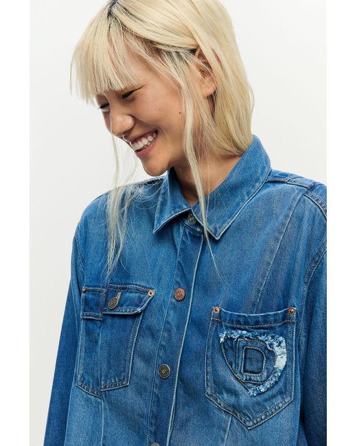 Desigual Blue Denim Jacket Logo