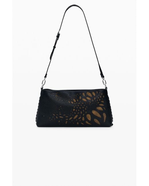 Desigual Black Medium Perforated Shoulder Bag, Polyurethane
