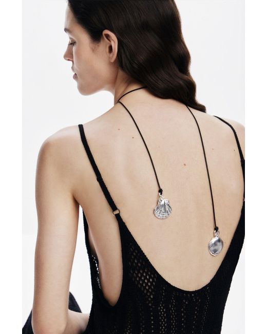Desigual White Multi-Position Pendant-Plated Leather Cord Zalio