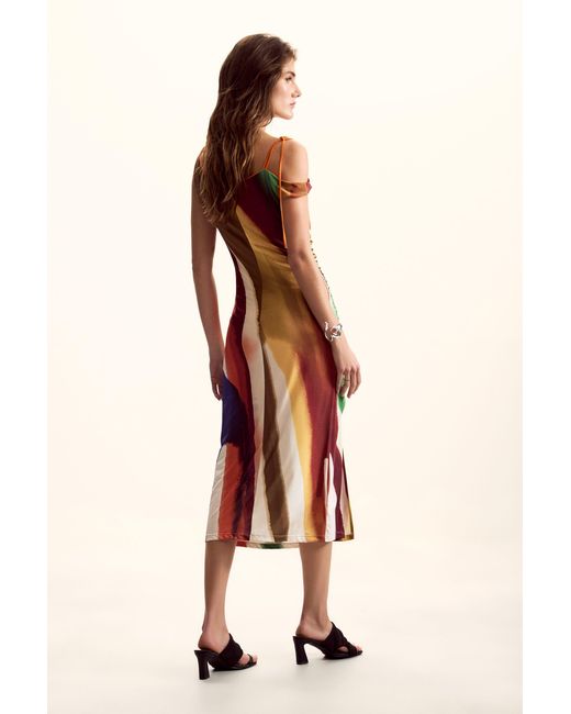 Desigual White Striped Dress M. Christian Lacroix, Polyester