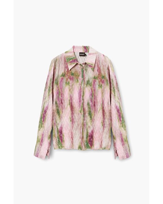 Desigual Red Watercolor Gradient Blouse, Polyester