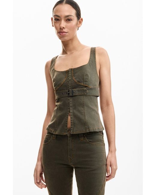 Desigual Brown Flare Pants, Cotton
