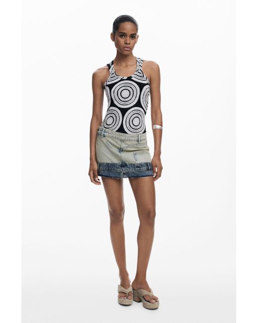 Desigual Blue Double-Waist Mini Skirt