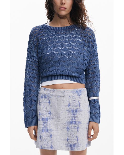 Desigual Blue Distressed Miniskirt
