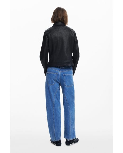 Desigual Blue Mandarin Collar Jacket, Polyester