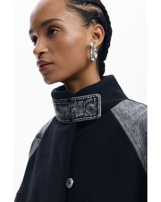 Desigual Blue Hybrid Denim Poncho
