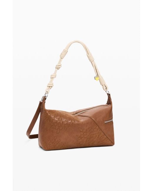 Desigual White Medium Embroidered Bag, Polyurethane