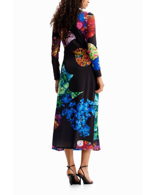 Desigual Blue Slim Mineral Midi Dress