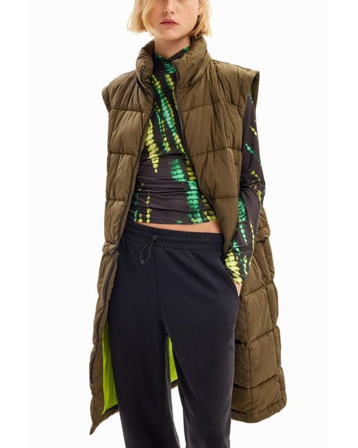 Desigual Green Detachable Padded Coat, Polyamide