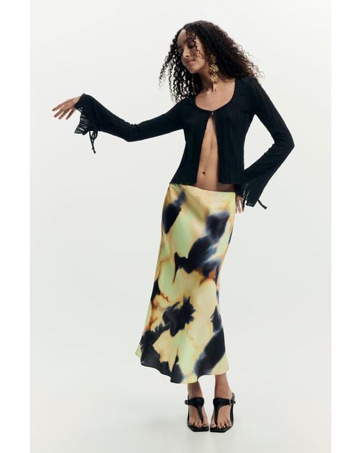Desigual Black Printed Midi Skirt, Polyester