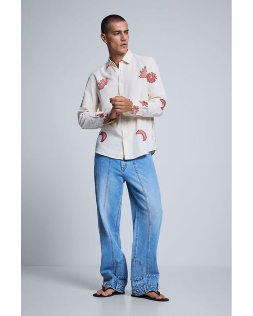 Desigual Gray Printed Jacquard Shirt, Cotton for men