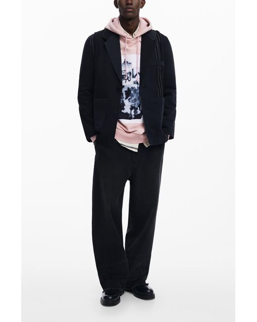 Desigual Blue Patchwork Blazer, Cotton for men