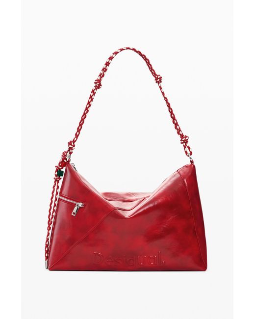 Desigual Red Large Logo Charm Bag, Polyurethane