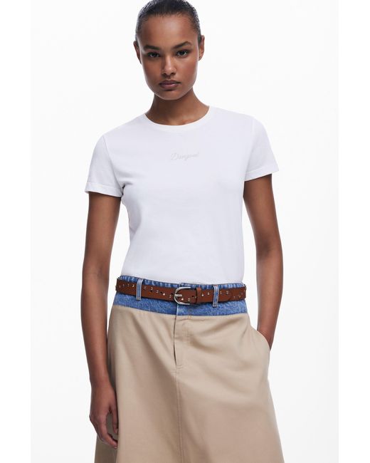 Desigual Brown Studded Belt, Polyurethane