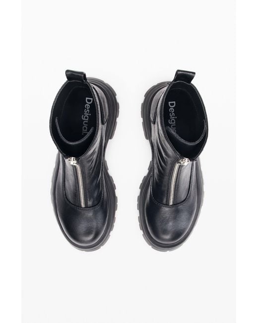 Desigual Blue Heel Boots Leather Effect, Polyurethane