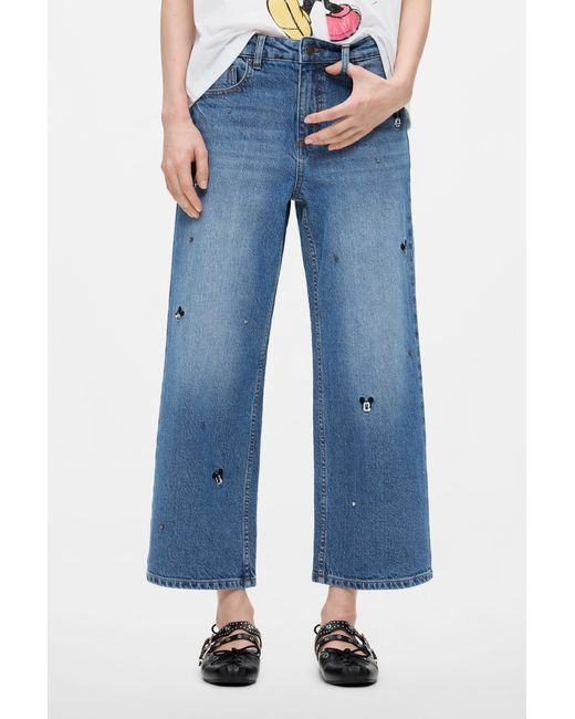 Desigual Blue Mickey Culotte Jeans, Cotton