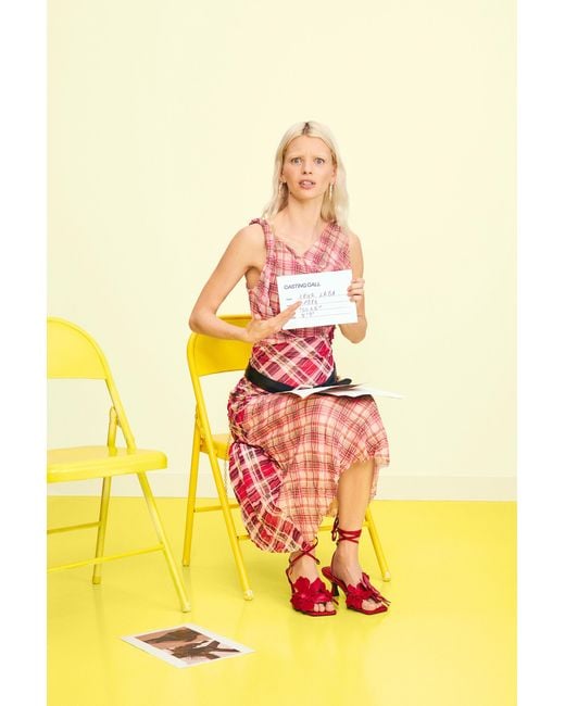 Desigual Red Checked Plaid Strap Dress, Polyester