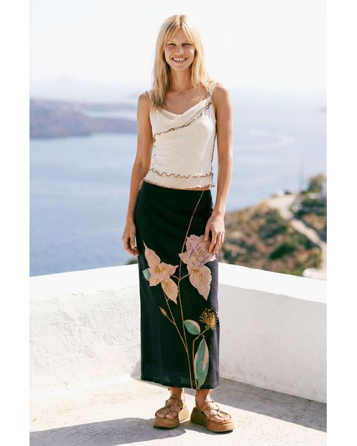 Desigual Black Long Printed Skirt, Polyester