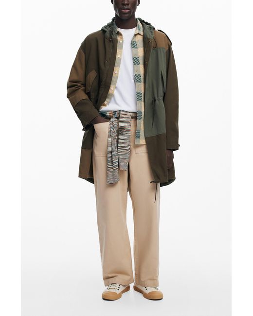 Desigual Green Hooded Parka Jacket for men
