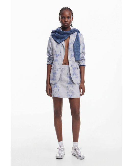 Desigual Blue Distressed Miniskirt