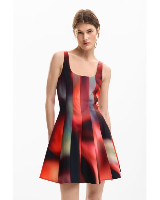 Desigual Red Short Dress Panels