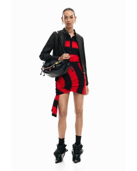 Desigual Red Mao Collar Jacket, Polyester