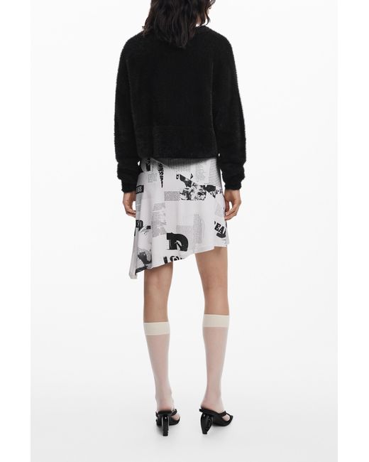 Desigual Black 2-In-1 Newspaper Dress, Polyamide