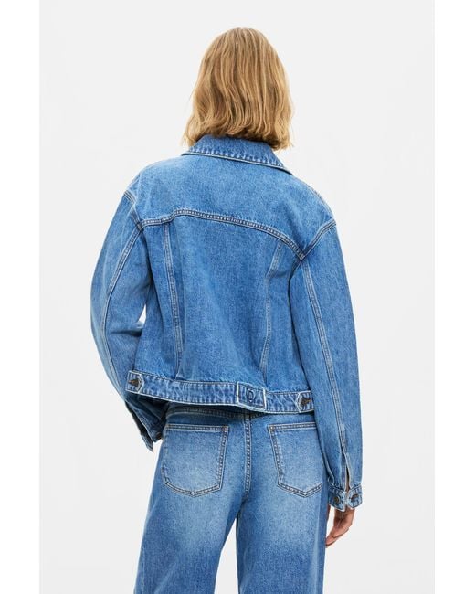 Desigual Blue Embroidered Denim Jacket 100% Cotton, Cotton