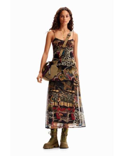 Desigual Brown M. Christian Lacroix Tapestry Midi Dress