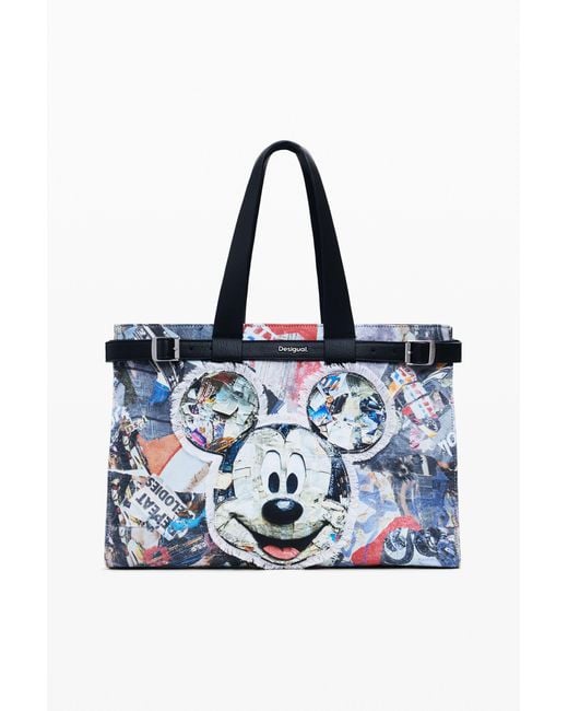 Desigual Blue Medium Mickey Briefcase Bag, Cotton