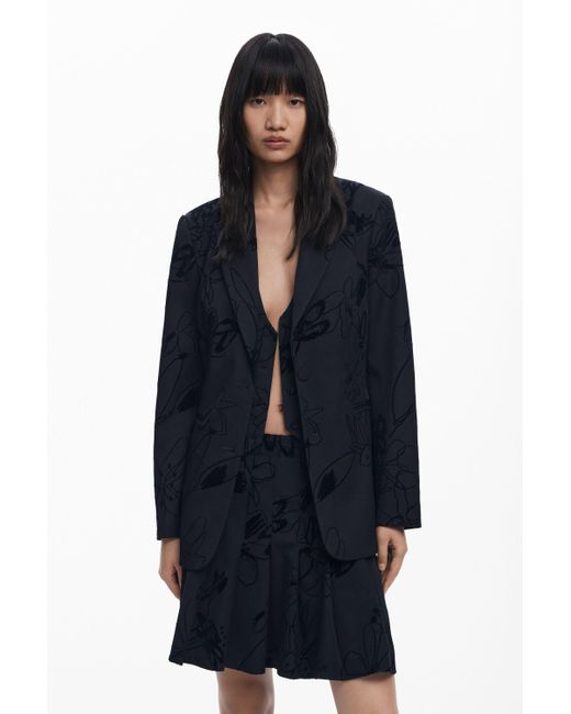 Desigual Blue Sakko Mit Samtdetails, Damen, Schwarz