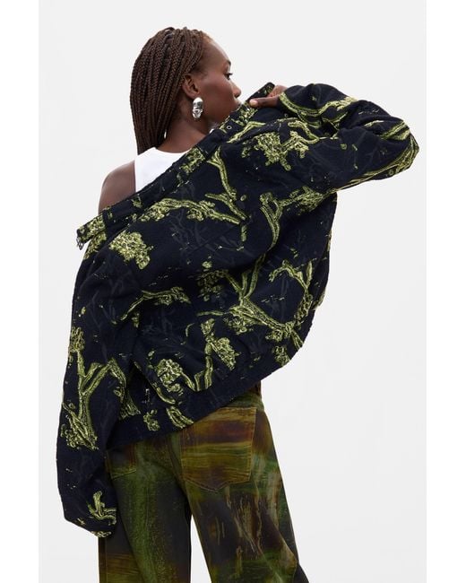 Desigual Black Printed Mao Collar Jacket