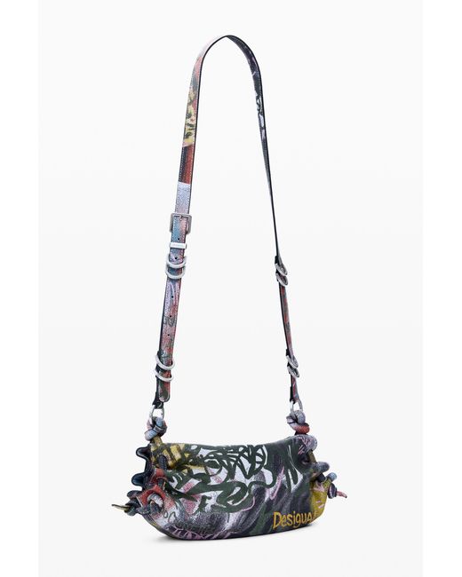 Desigual White Printed Arty Bag, Polyurethane