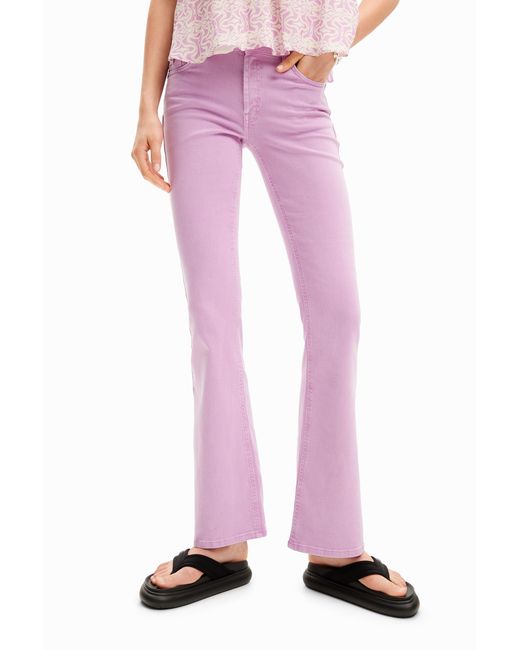 Desigual Pink Push-Up Flare Jeans, Cotton