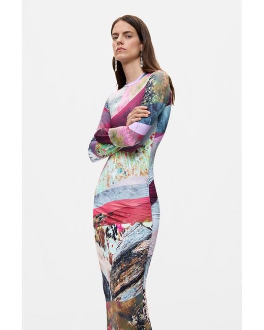 Desigual Red Long-Sleeved Knit Dress, Polyester