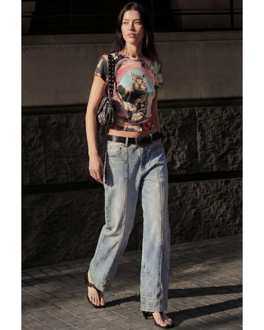 Desigual Red Printed Cat T-Shirt, Cotton