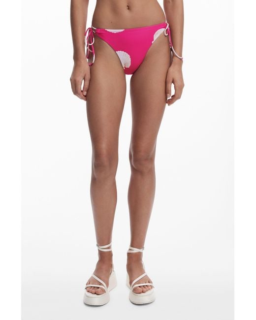 Desigual Red Fuchsia Shell Bikini Bottoms